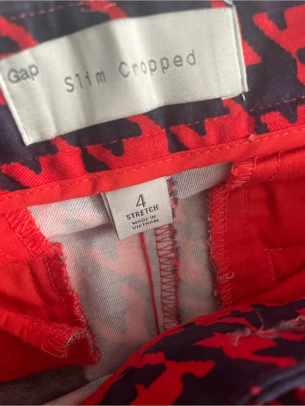 GAP Red and Navy Houndstooth Slim Cropped Pants - Picture 2 of 6